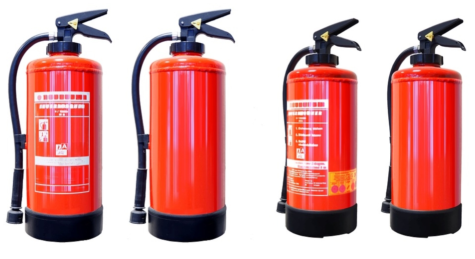 four fire extinguishers